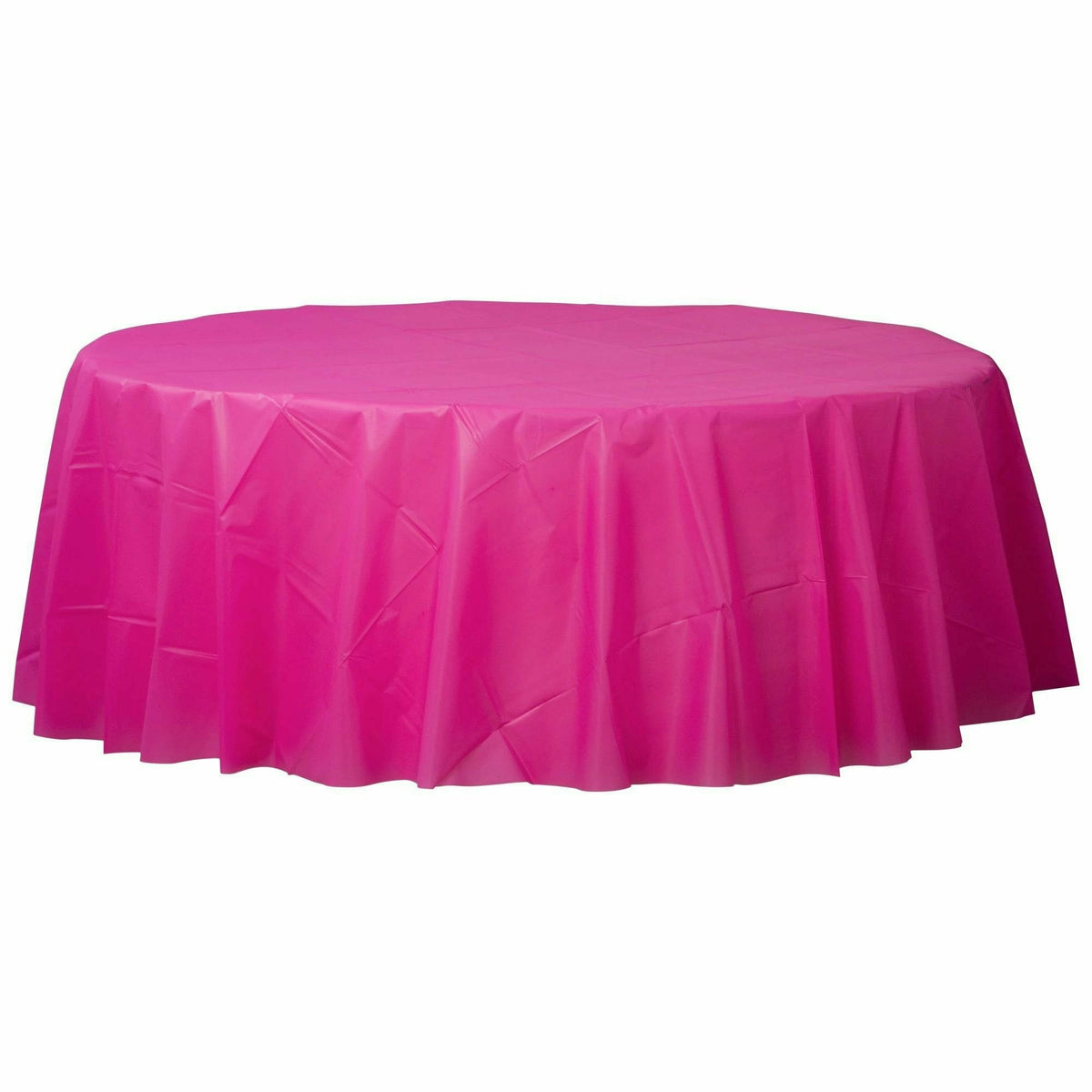 Amscan BASIC Bright Pink - 84&quot; Round Plastic Table Cover