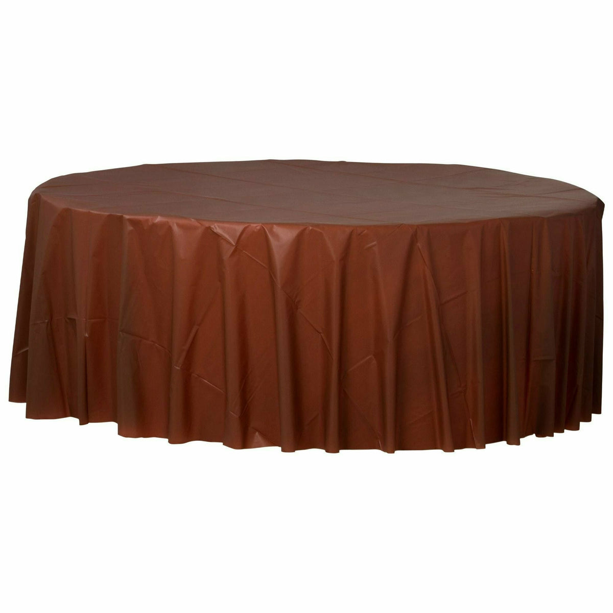 Amscan BASIC Chocolate Brown - 84&quot; Round Plastic Table Cover