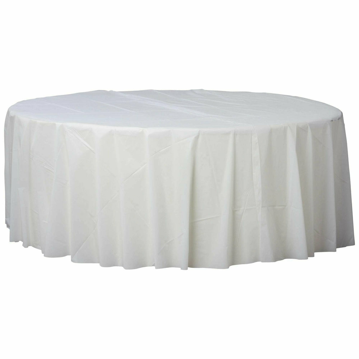 Amscan BASIC Frosty White - 84&quot; Round Plastic Table Cover