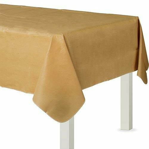 Amscan BASIC Gold Flannel-Backed Vinyl Tablecloth