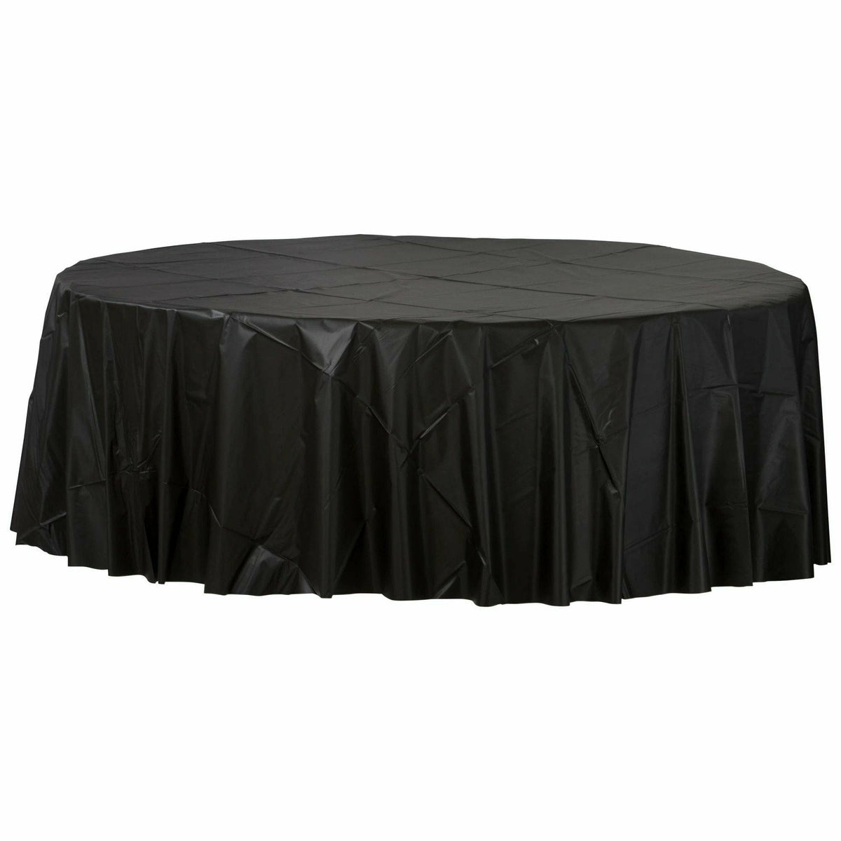 Amscan BASIC Jet Black - 84&quot; Round Plastic Table Cover