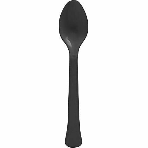 Amscan BASIC Jet Black - Boxed, Heavy Weight Spoons, 50 Ct.