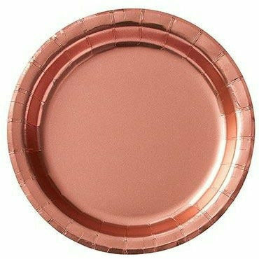 Amscan BASIC Metallic Rose Gold Dessert Plates 8ct