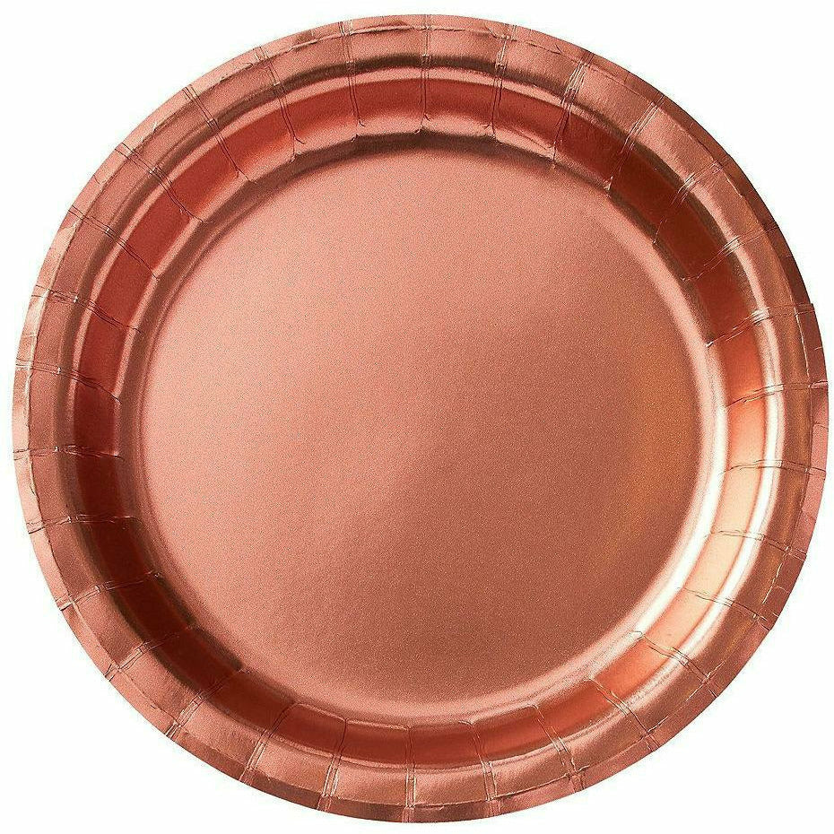 Amscan BASIC Metallic Rose Gold Lunch Plates 8ct