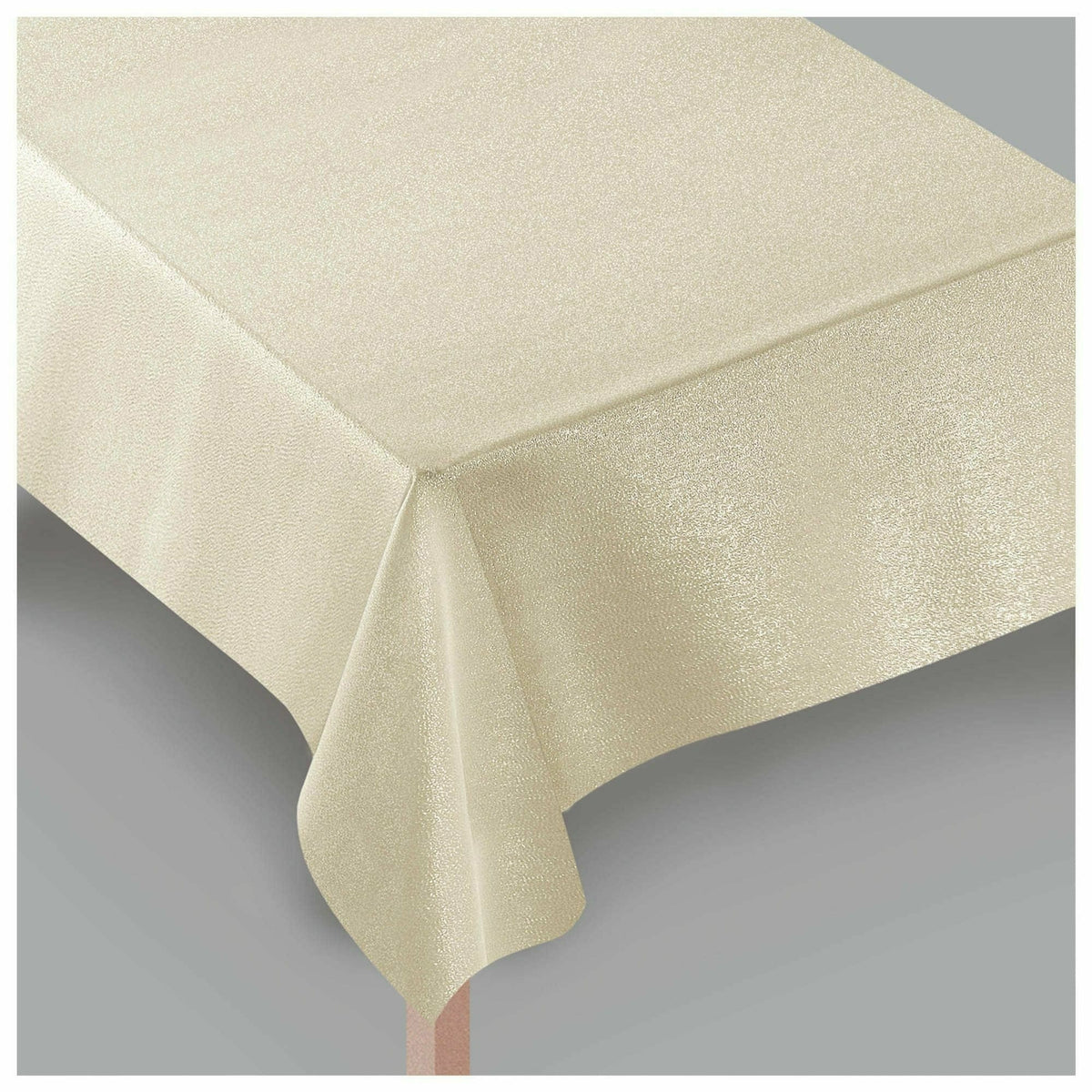 Amscan BASIC Metallic Tablecloth, 60&quot; x 84&quot; - Beige / Ivory