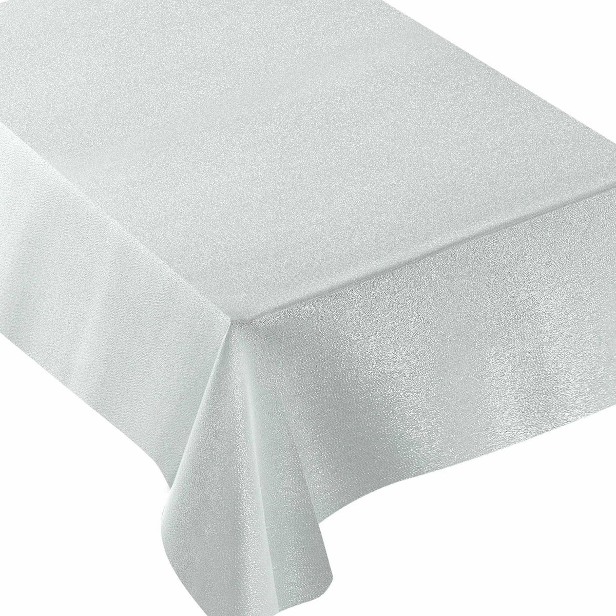 Amscan BASIC Metallic Tablecloth, 60&quot; x 84&quot; - White/Silver