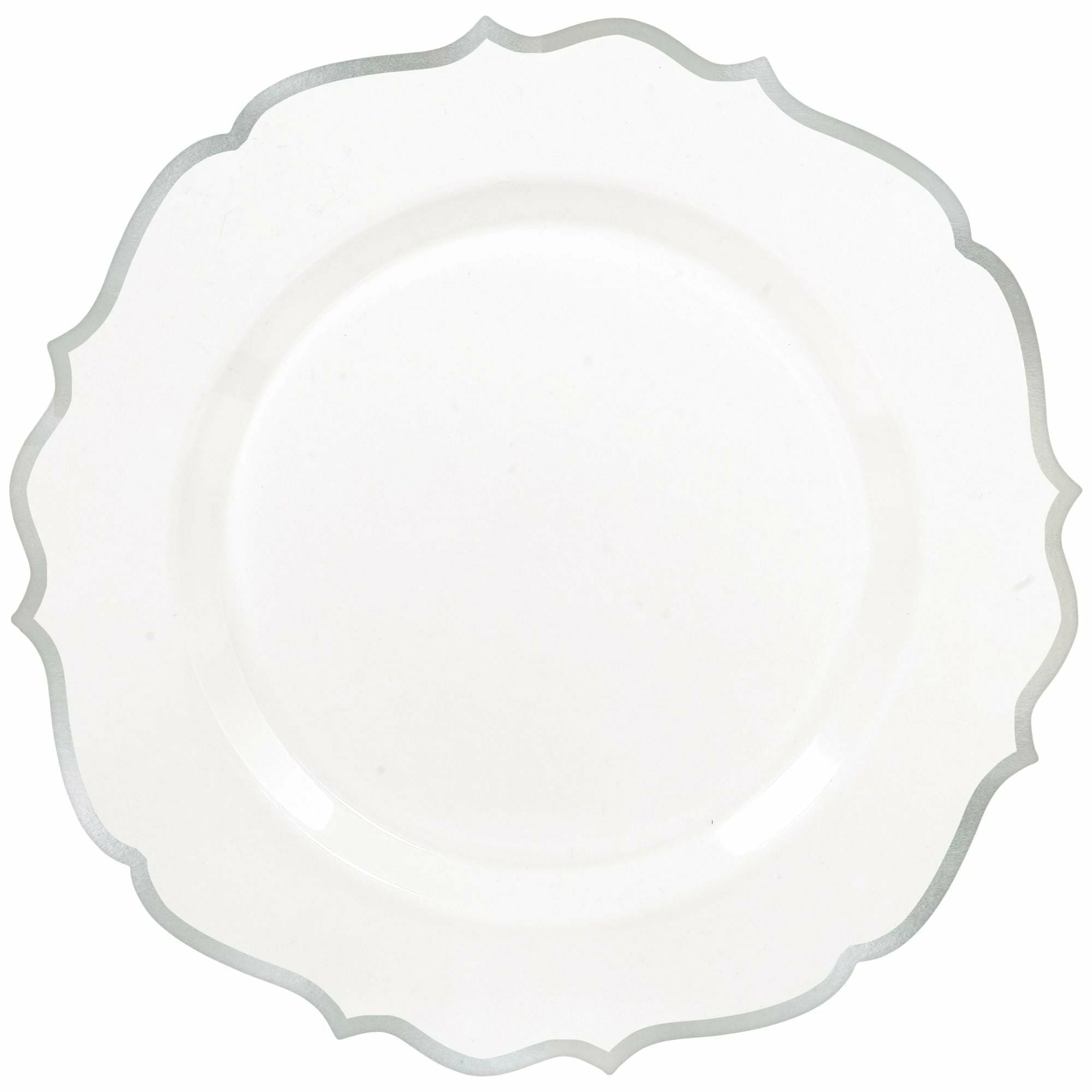 Amscan BASIC Premium 10 1/2" Ornate Plastic Plate With Silver Trim