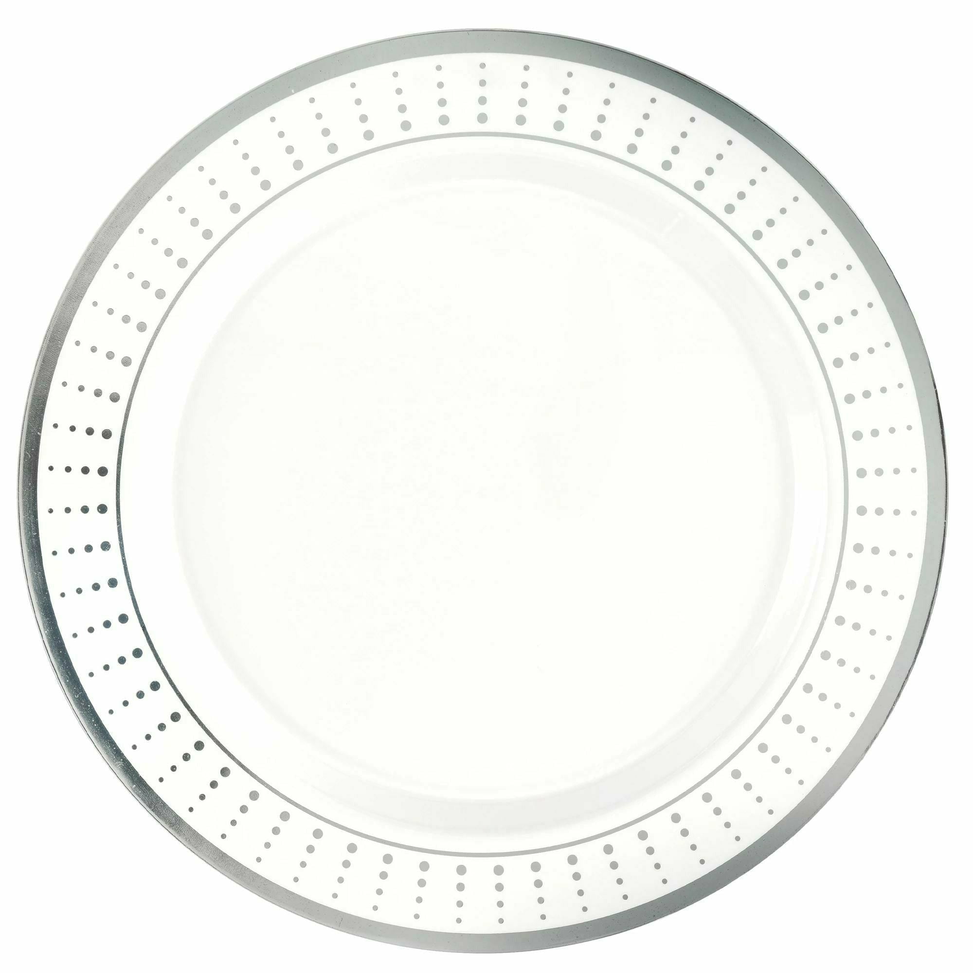 Amscan BASIC Premium 10 1/4" Plastic Border Plate Radiating Dots - SIlver