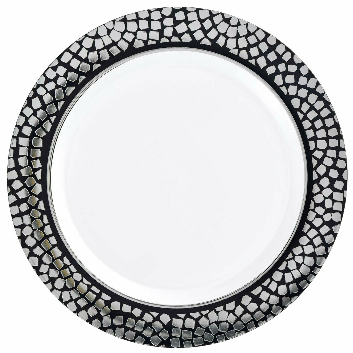 Amscan BASIC Premium 7 1/2&quot; Plastic Border Plate Mosaic - Silver/Black