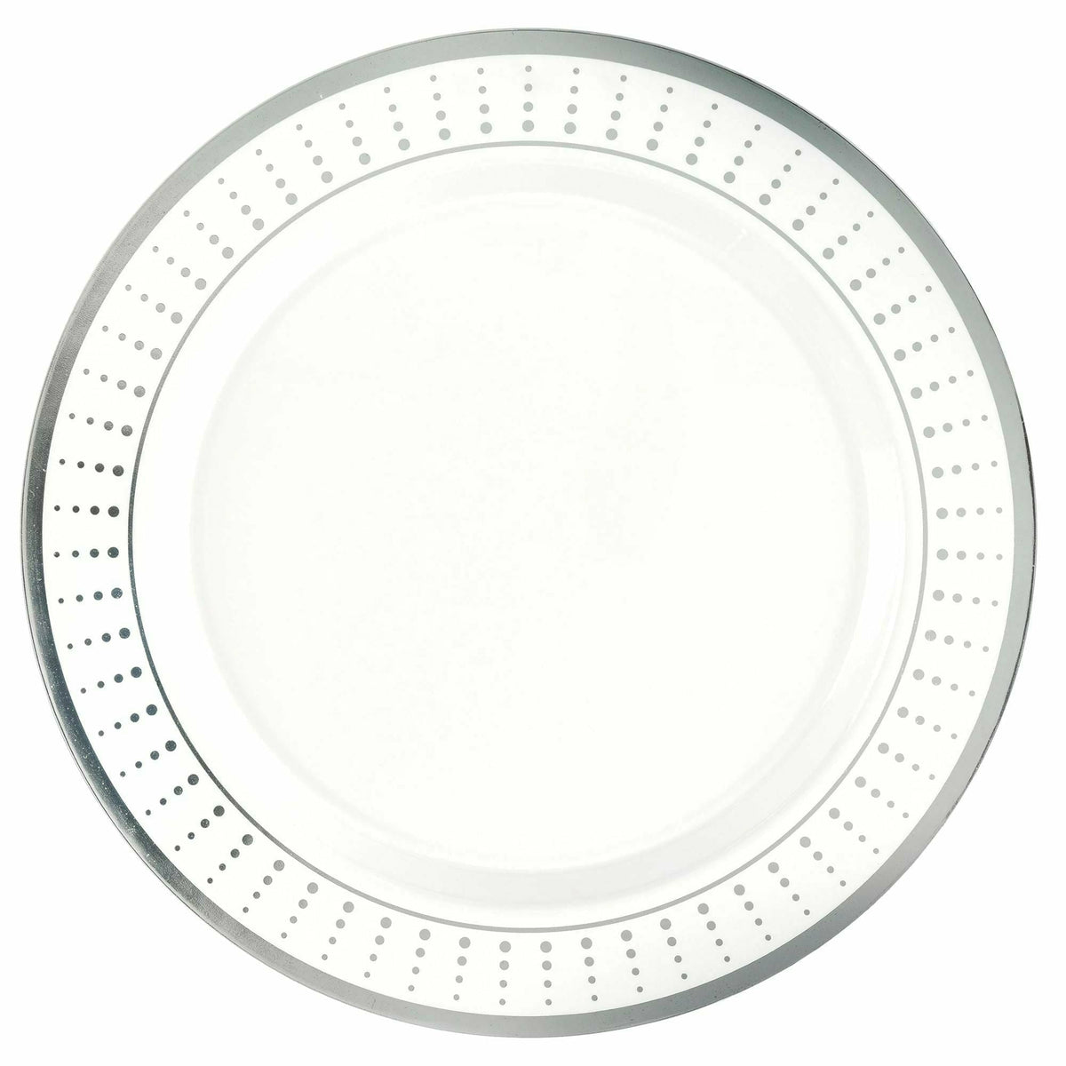 Amscan BASIC Premium 7 1/4&quot; Plastic Border Plate Radiating Dots - SIlver