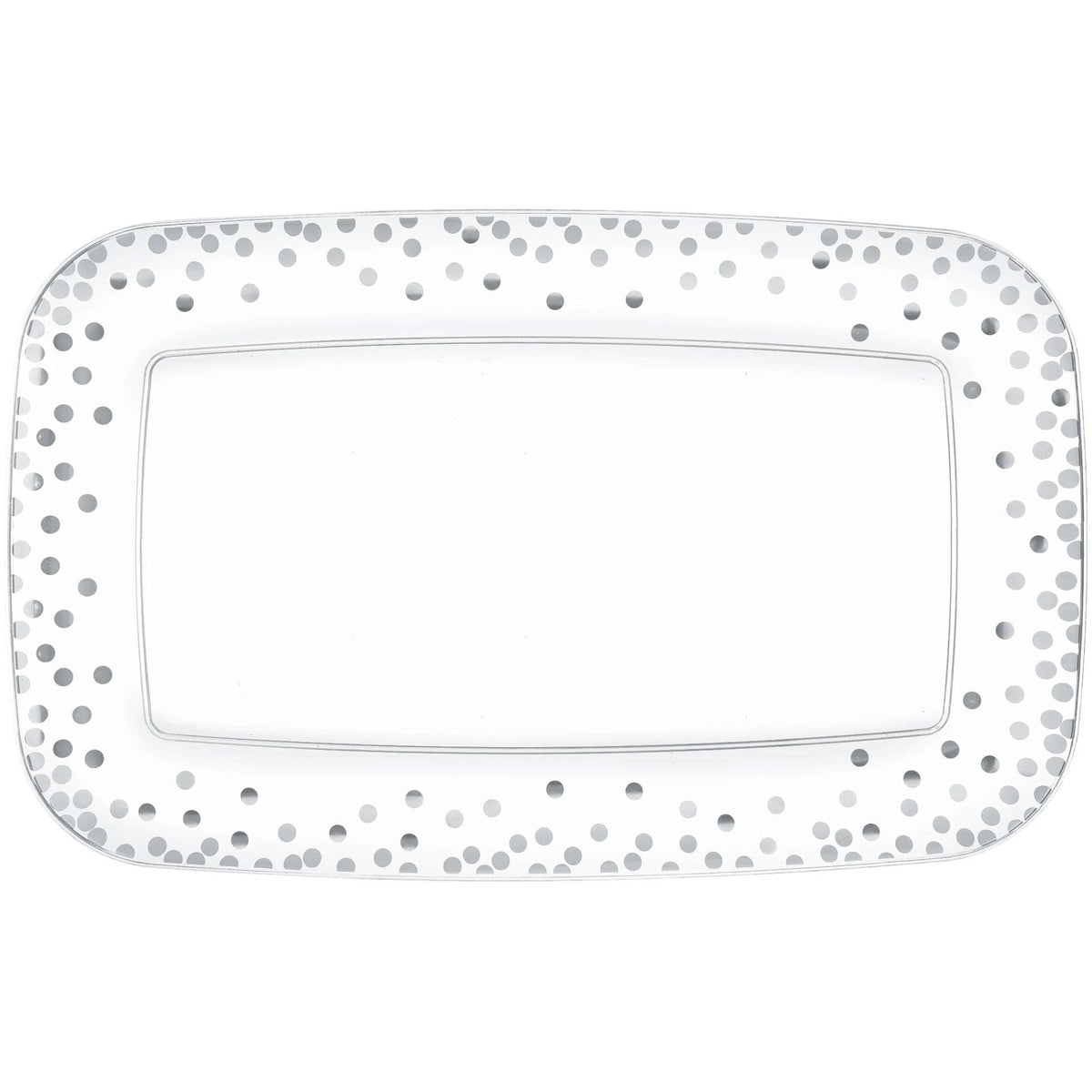 Amscan BASIC Rectangular Tray - Dots Silver