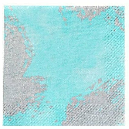 Amscan BASIC Robin&#39;s Egg Blue Brushstroke Lunch Napkins 16ct