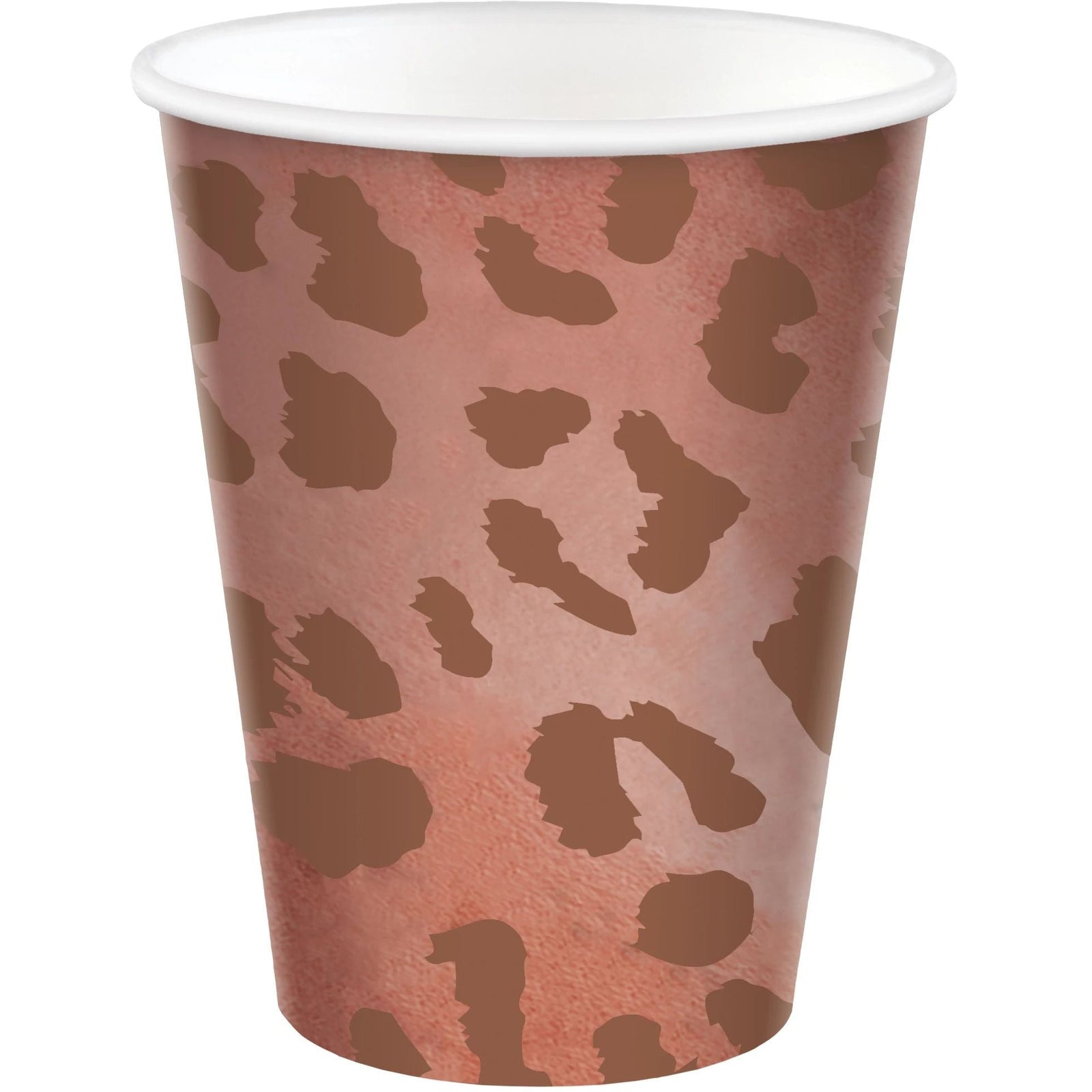 Amscan BASIC Rose Gold Leopard Metallic Paper Cups, 12 oz.