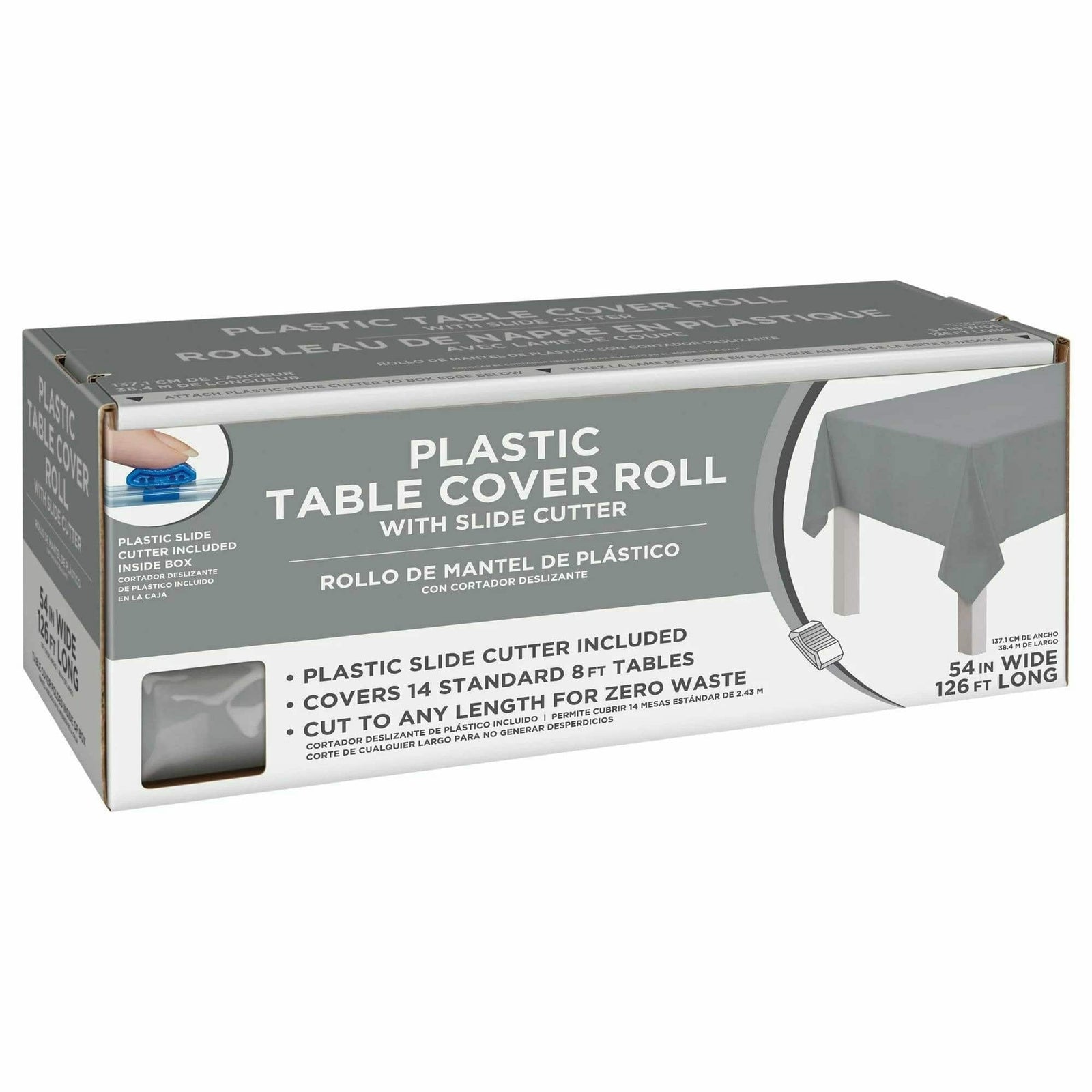 Amscan BASIC Silver - Boxed Plastic Table Roll