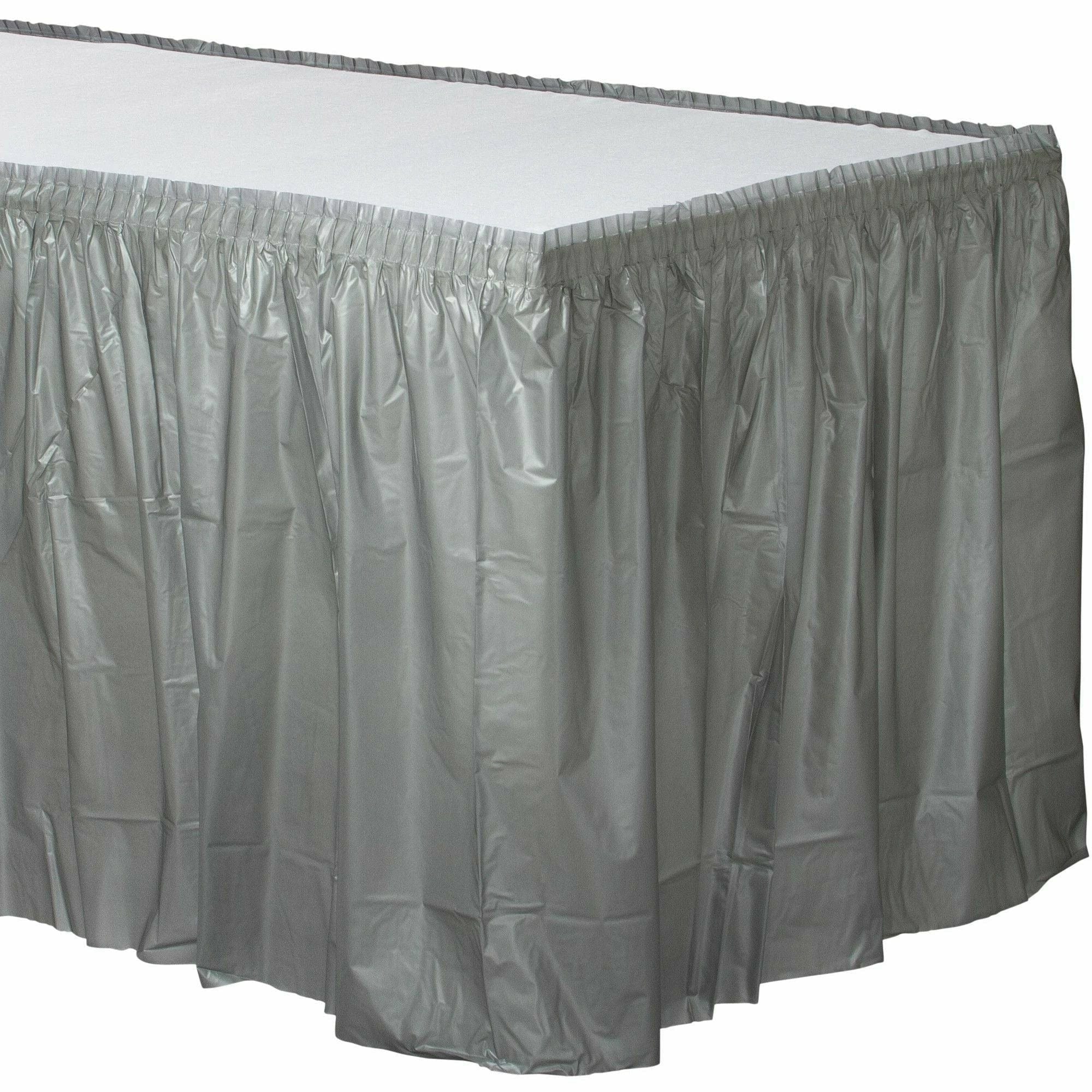 Amscan BASIC Silver - Plastic Table Skirt