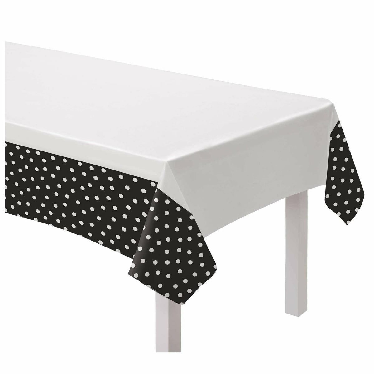 Amscan BASIC Table Cover 54&quot;x84&quot; Dot Border - Jet Black