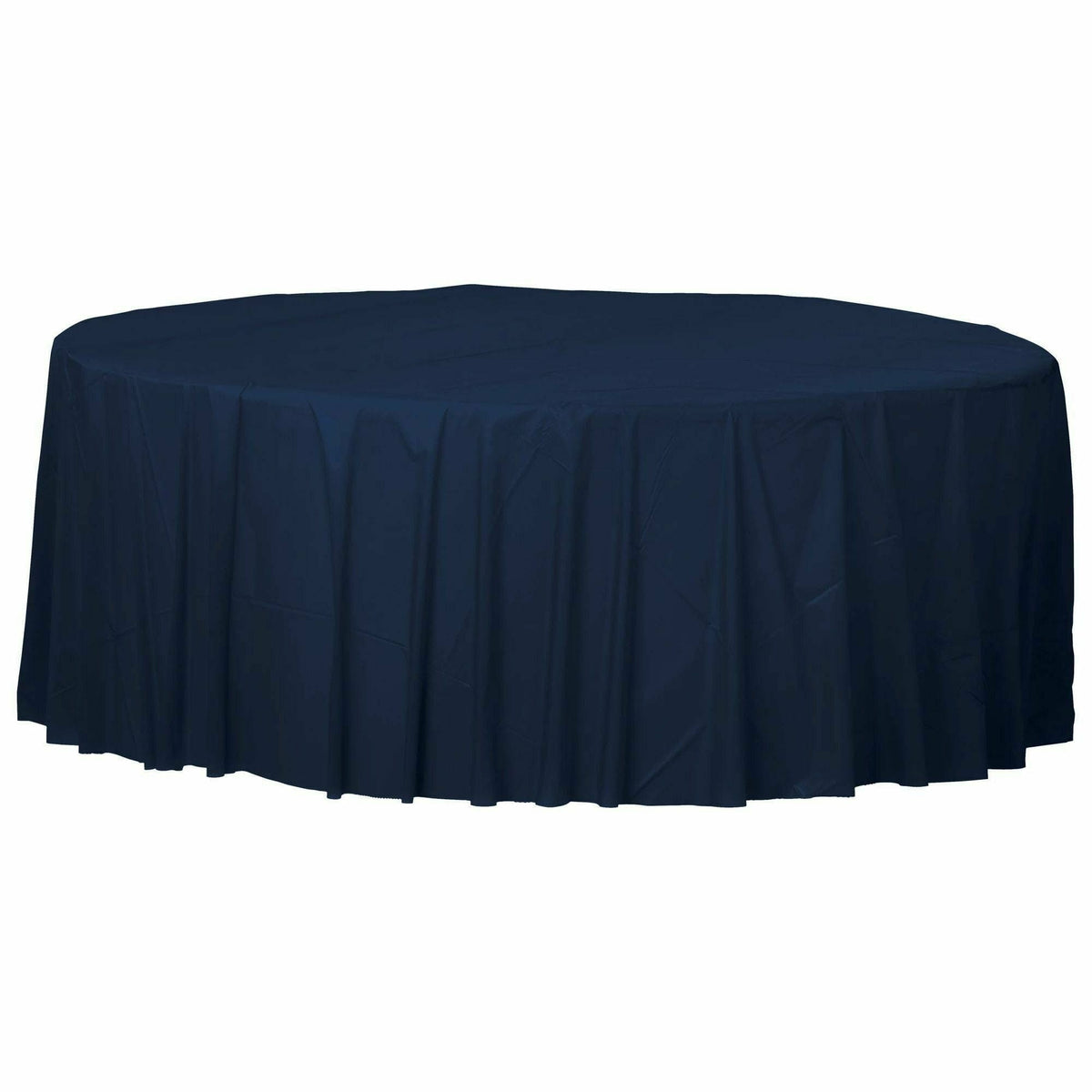 Amscan BASIC True Navy - 84&quot; Round Plastic Table Cover