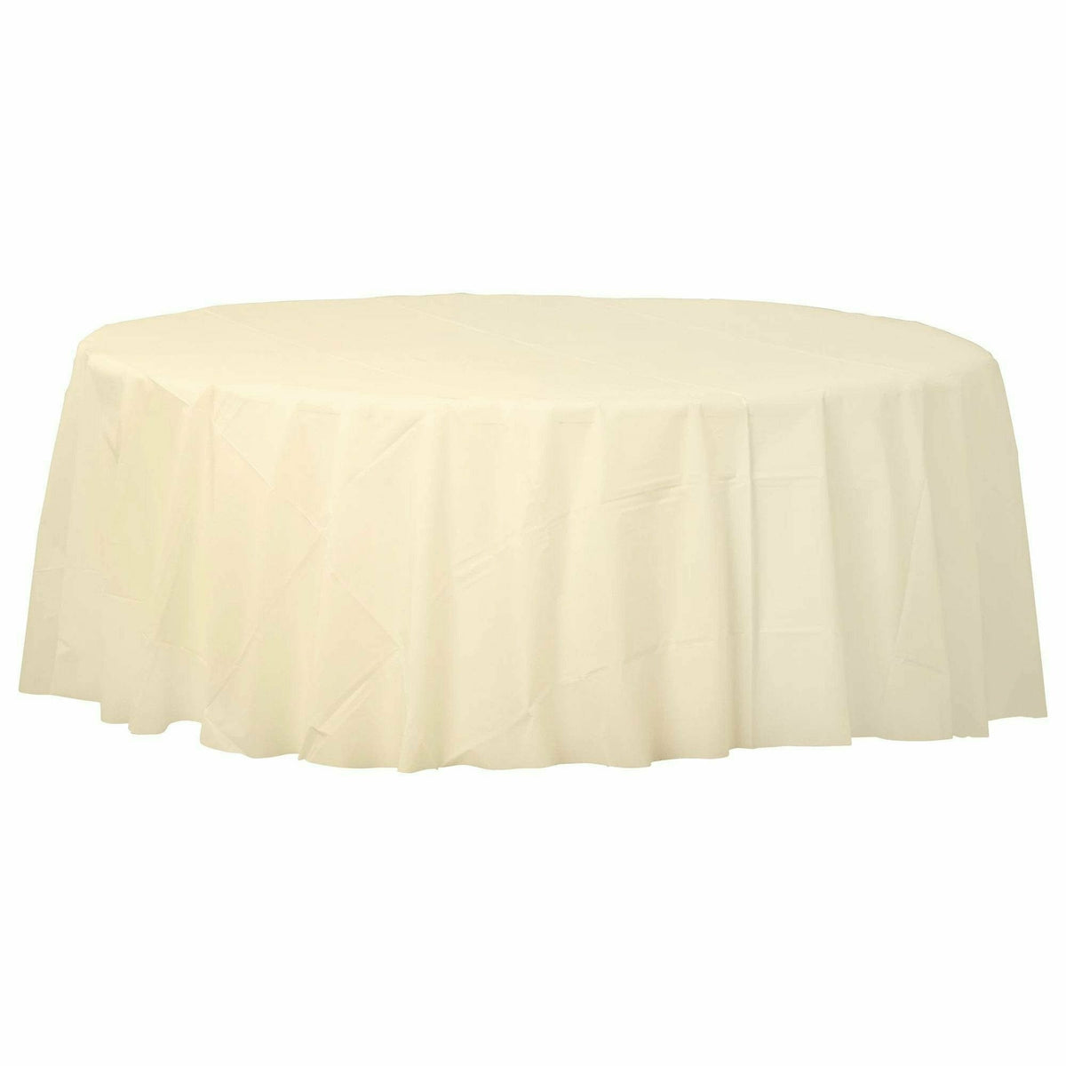 Amscan BASIC Vanilla Creme - 84&quot; Round Plastic Table Cover