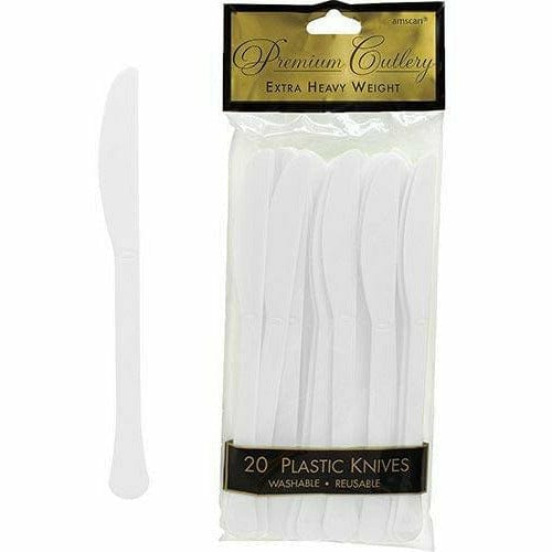 AMSCAN BASIC White Premium Plastic Knives 20ct