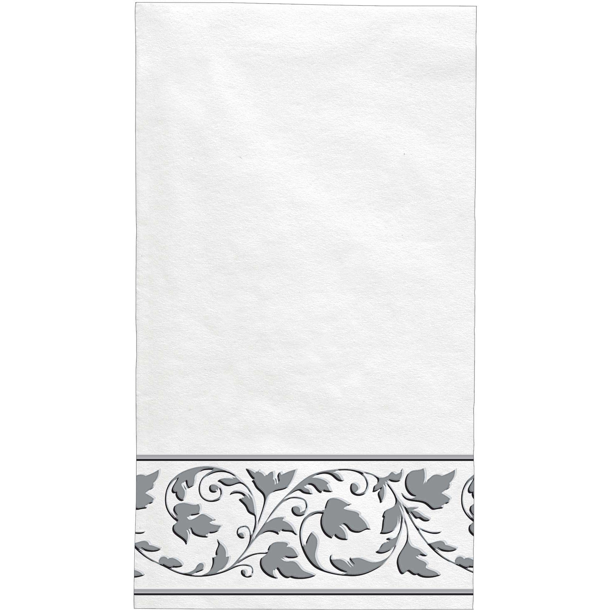 Amscan BASIC White With Silver Trim Premium Quality Guest Towels