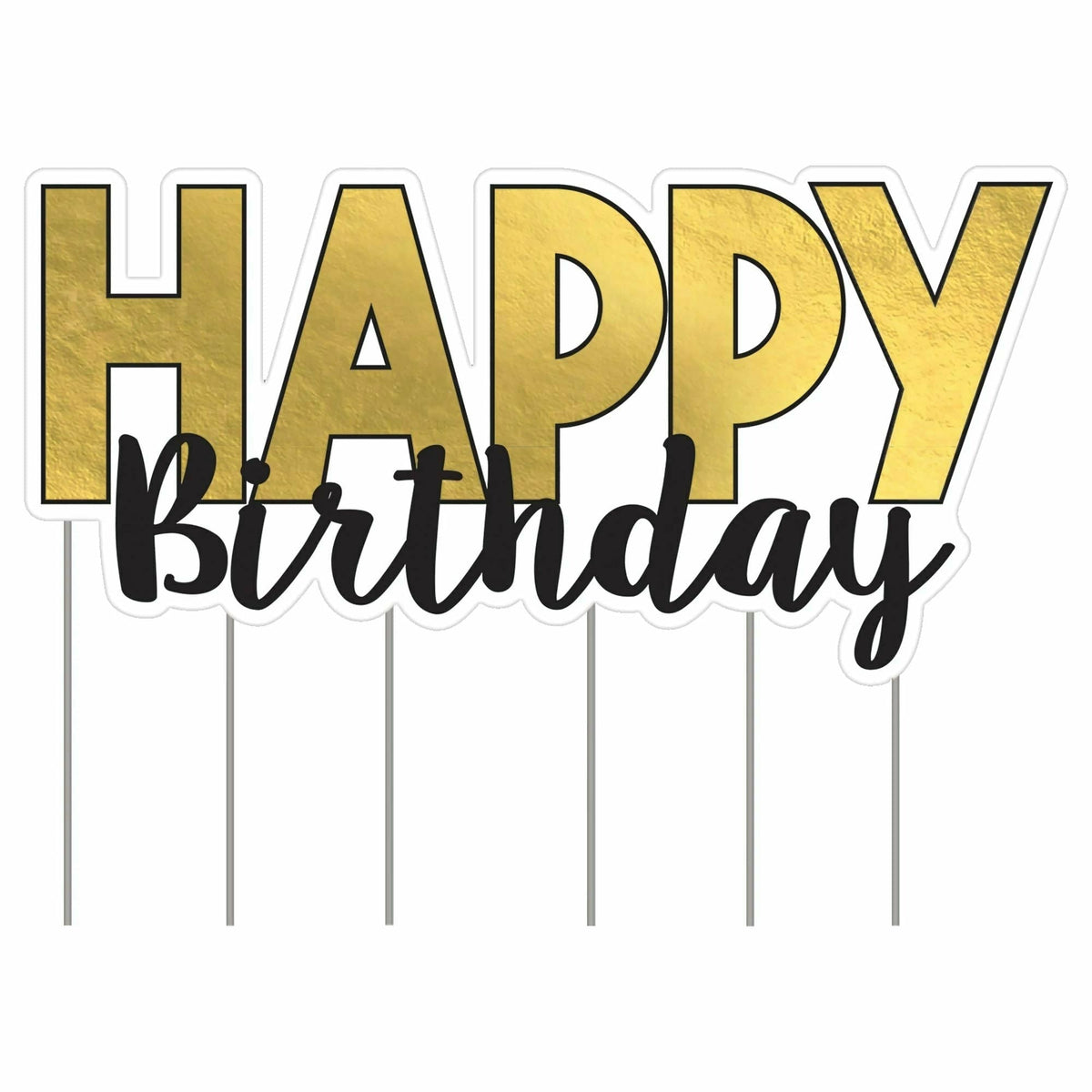 Amscan BIRTHDAY Black and Gold Happy Birthday Yard Sign