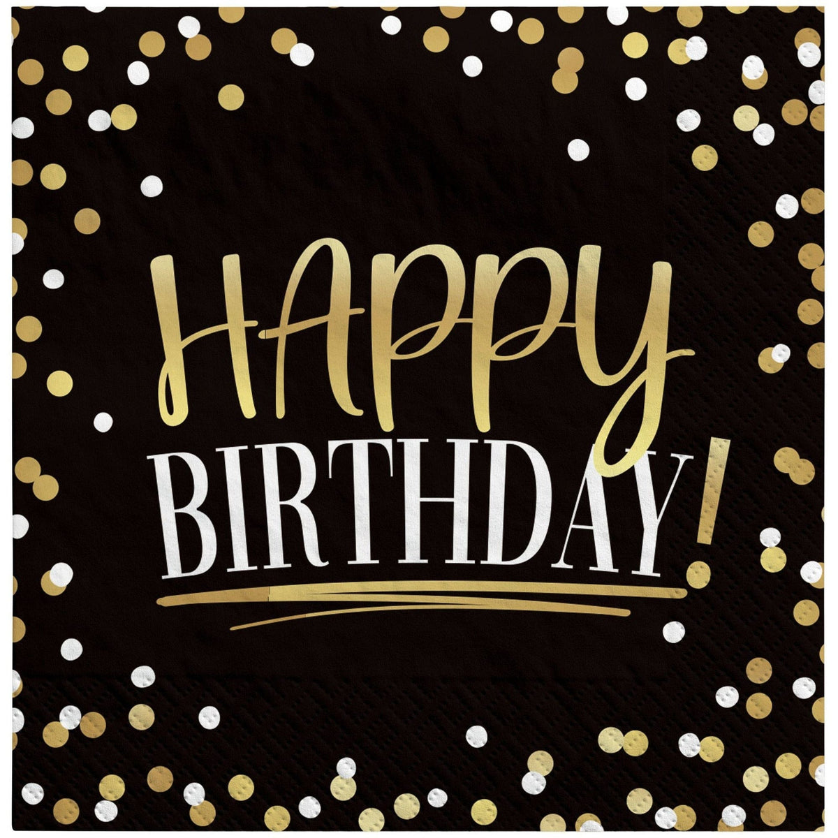 Amscan BIRTHDAY Black &amp; Gold Birthday Lunch Napkins