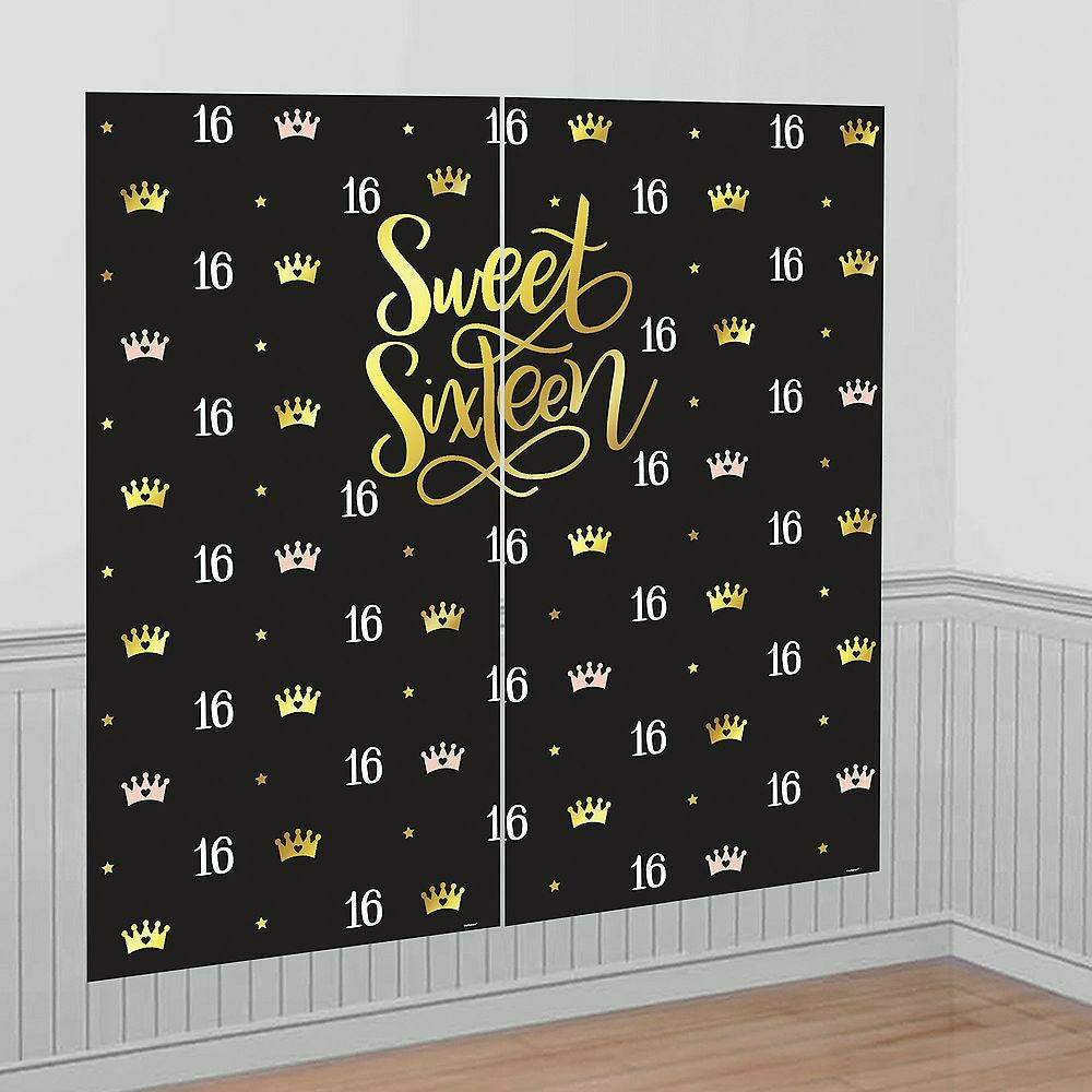 Amscan BIRTHDAY Elegant Sweet 16 Scene Setter 2pc