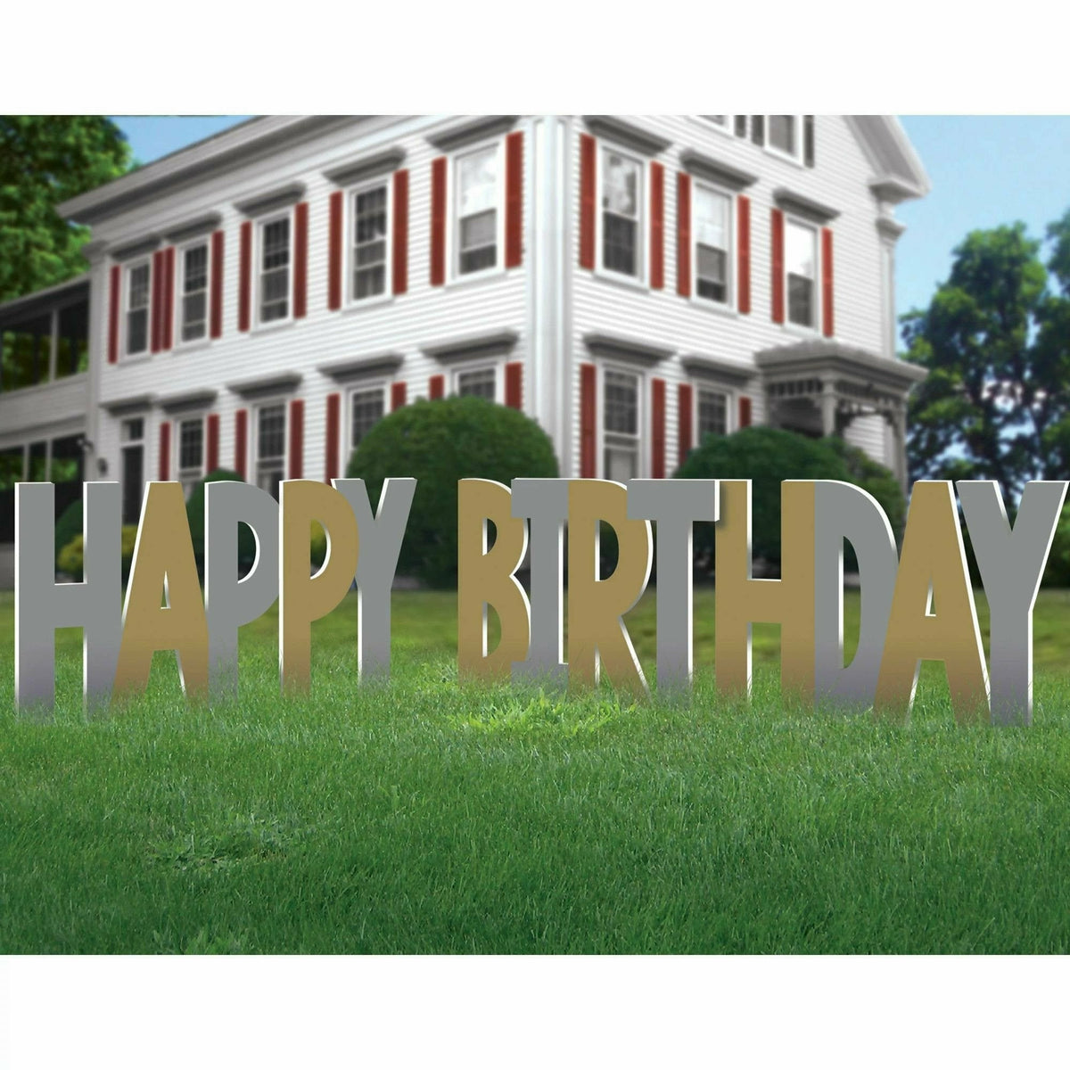 Amscan BIRTHDAY Happy Birthday Silver &amp; Gold Yard Sign