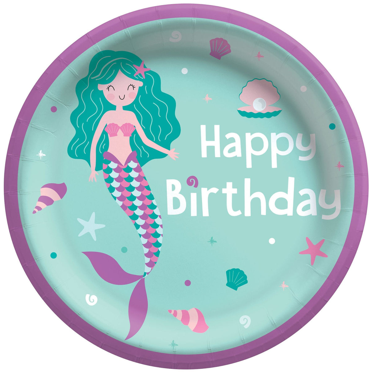 Amscan BIRTHDAY: JUVENILE Birthday Mermaid Plates - 8.5&quot;