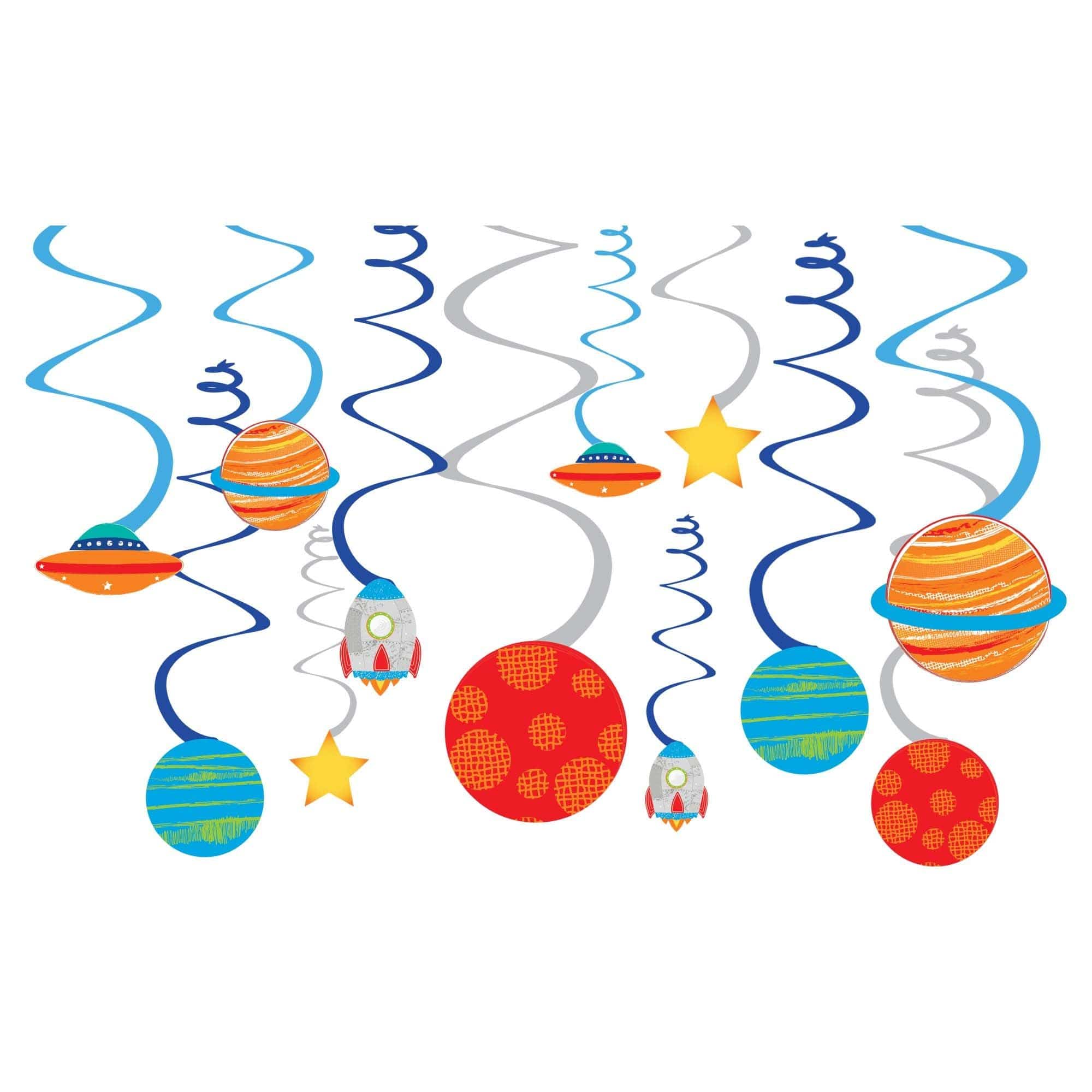 Amscan BIRTHDAY: JUVENILE Blast Off Birthday Foil Swirl Decorations