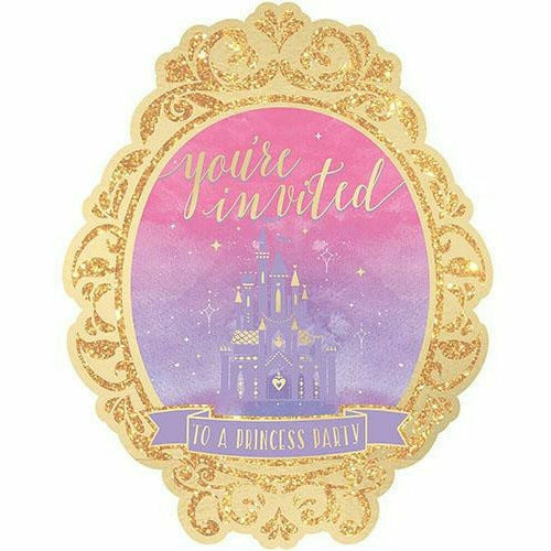 Amscan BIRTHDAY: JUVENILE Glitter Disney Once Upon a Time Invitations 8ct