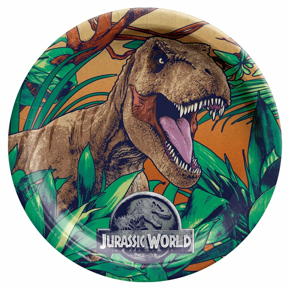 Amscan BIRTHDAY: JUVENILE Jurassic World Into the Wild Round Plates, 9&quot;