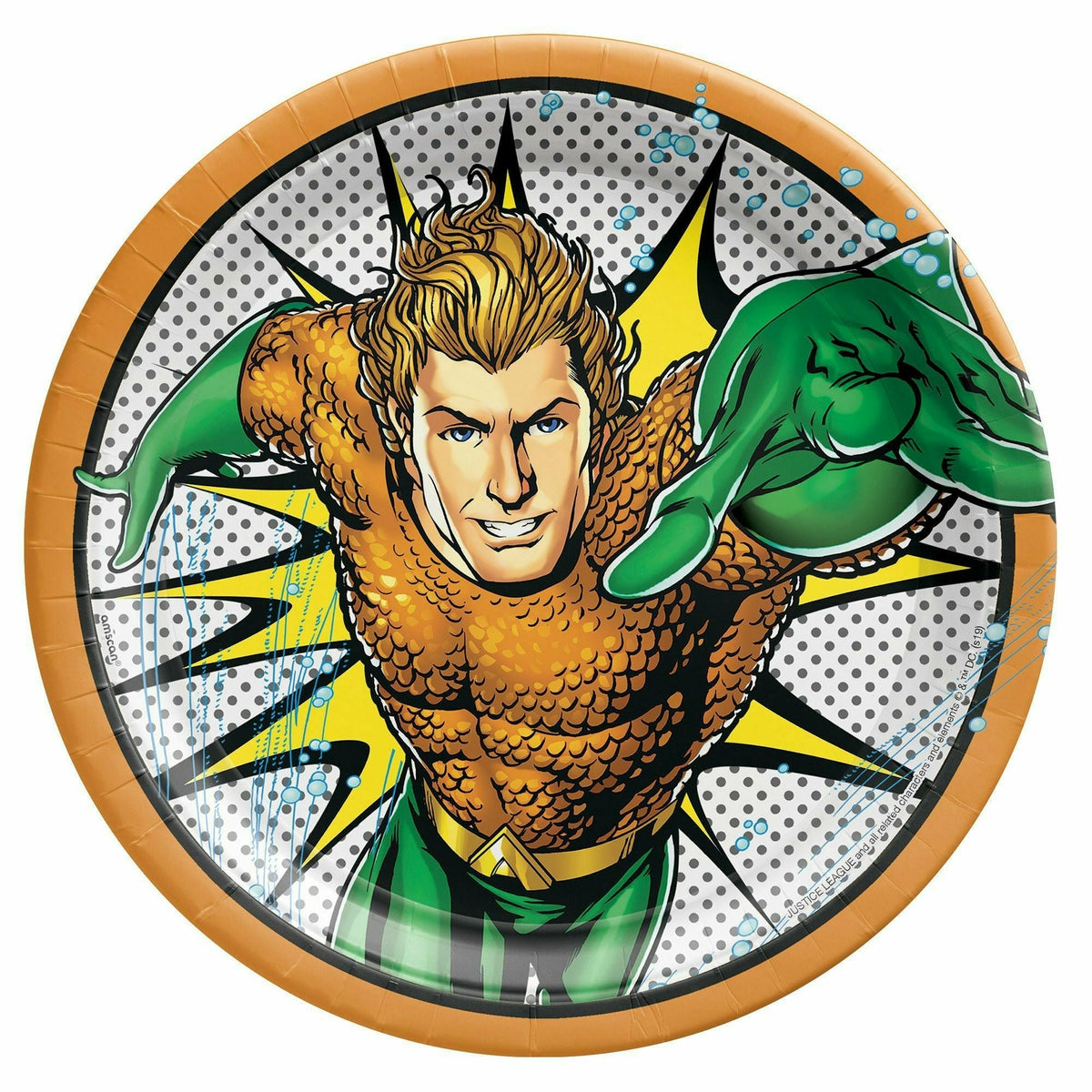 Amscan BIRTHDAY: JUVENILE Justice League Heroes Unite 9&quot; Round Plates - Aquaman