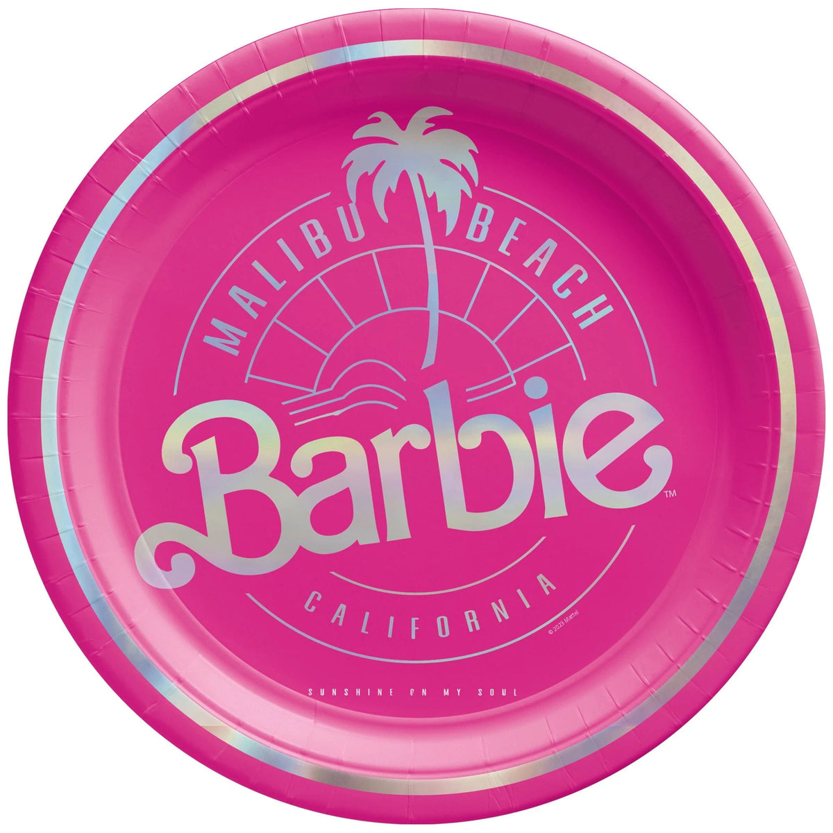 Amscan BIRTHDAY: JUVENILE Malibu Barbie 7&quot; Round Metallic Dessert Plates