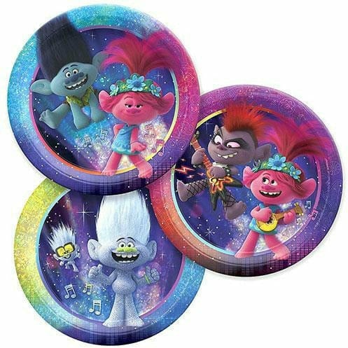 Amscan BIRTHDAY: JUVENILE Prismatic Trolls World Tour Dessert Plates 8ct