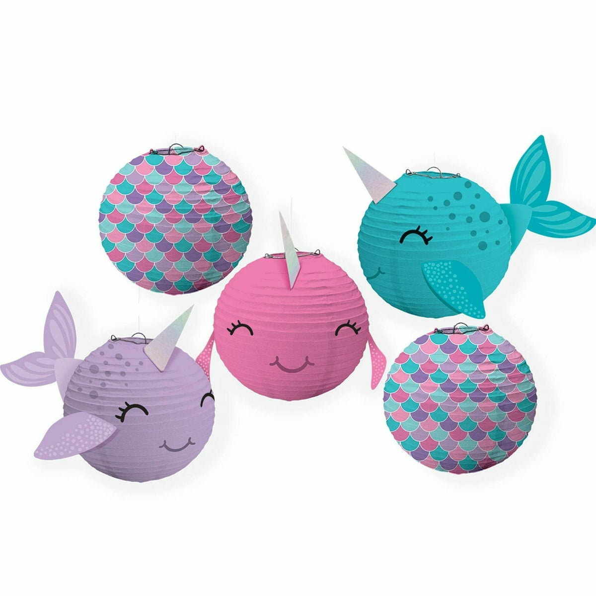 Amscan BIRTHDAY: JUVENILE Shimmering Mermaids Mini Narwhal Lanterns