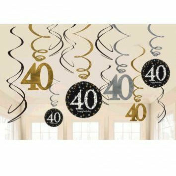 Amscan BIRTHDAY: OVER THE HILL 40th SPRKLNG CELEBRATION SWIRLS