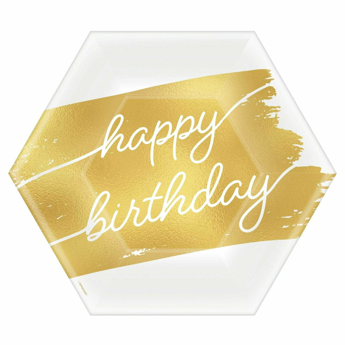 Amscan BIRTHDAY: OVER THE HILL Golden Age Birthday Happy Birthday 7&quot; Hexagon Metallic Plates