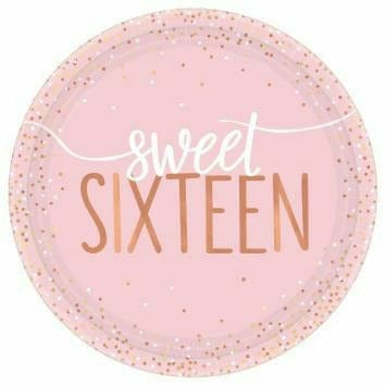 Amscan BIRTHDAY SWEET 16 PINK 7IN PLATES