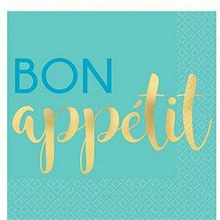 Amscan BOUTIQUE NAPKINS Bon Appetit Beverage Napkins 16ct