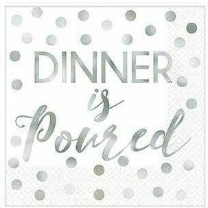 Amscan BOUTIQUE NAPKINS Dinner Is Poured Beverage Napkins 16ct