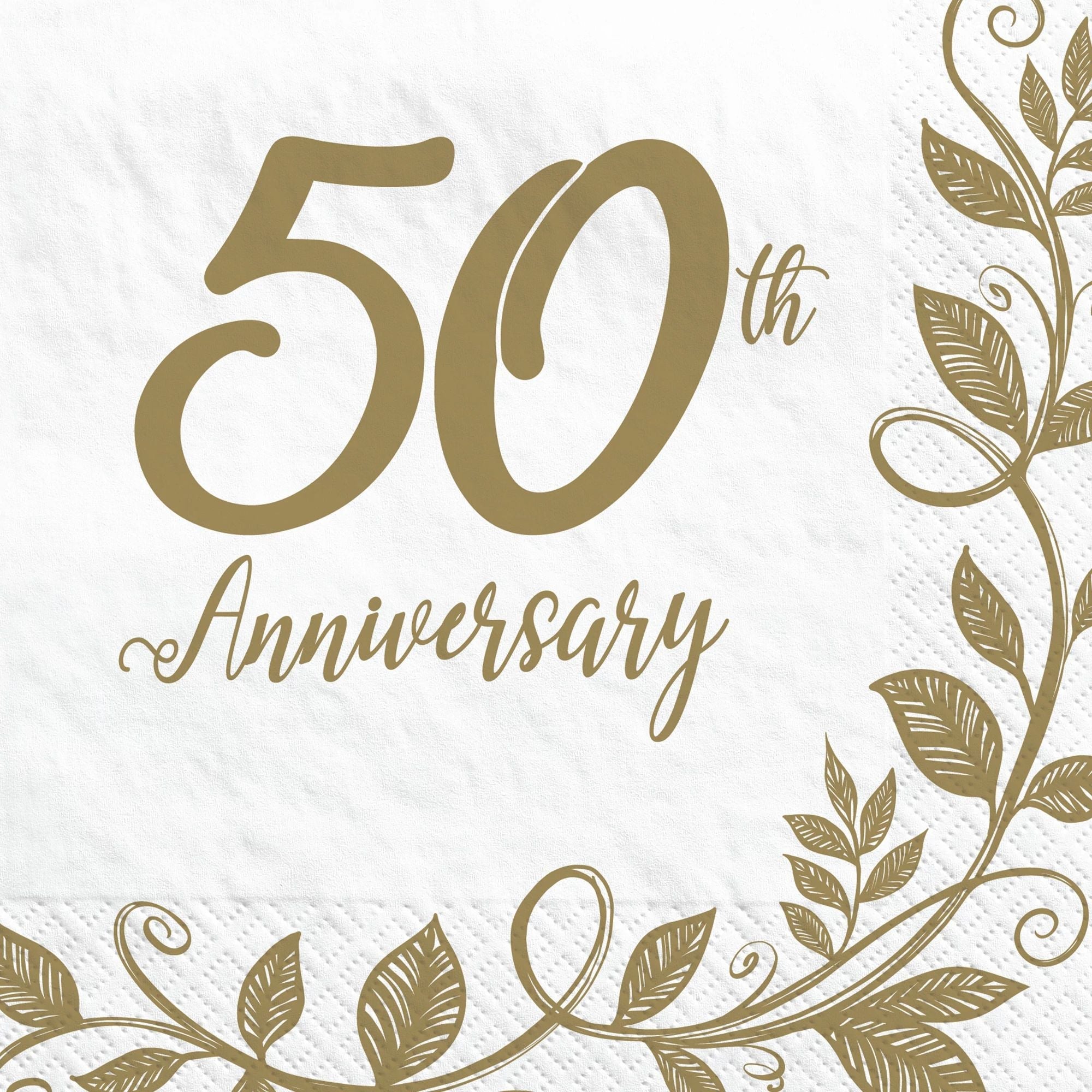 Amscan BOUTIQUE NAPKINS Happy 50th Anniversary Luncheon Napkins