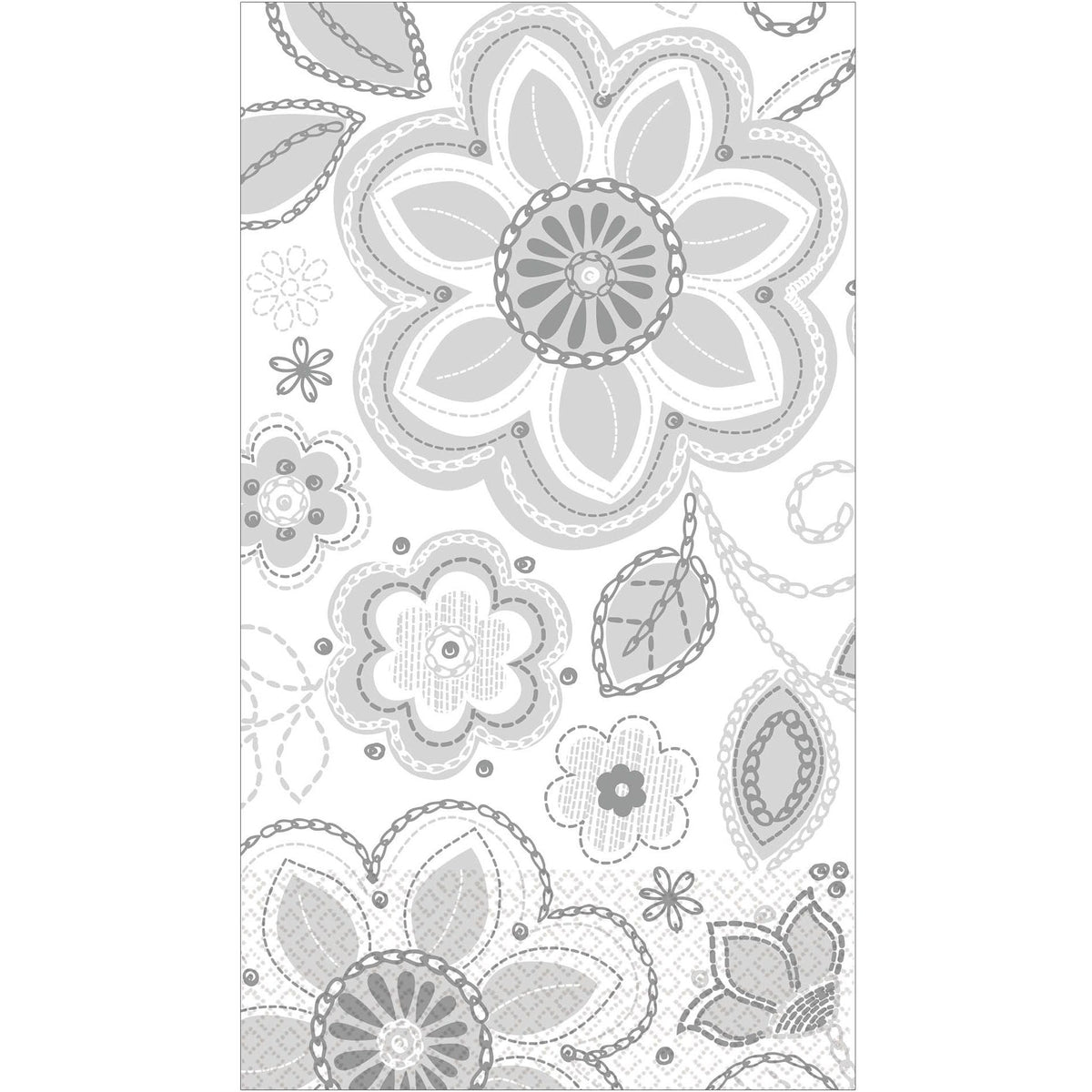 Amscan BOUTIQUE NAPKINS Silver Flower Embroidery Guest Towels 16ct