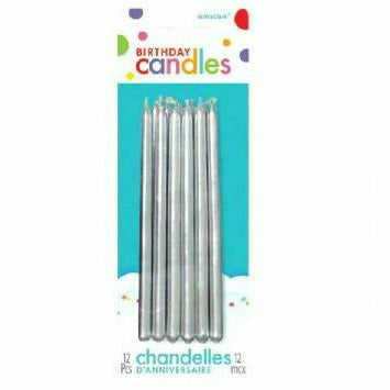 AMSCAN CANDLES 5&quot; MINI TAPERS - SILVER