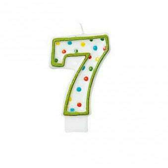 AMSCAN CANDLES Polka Dots #7 Flat Molded Candle