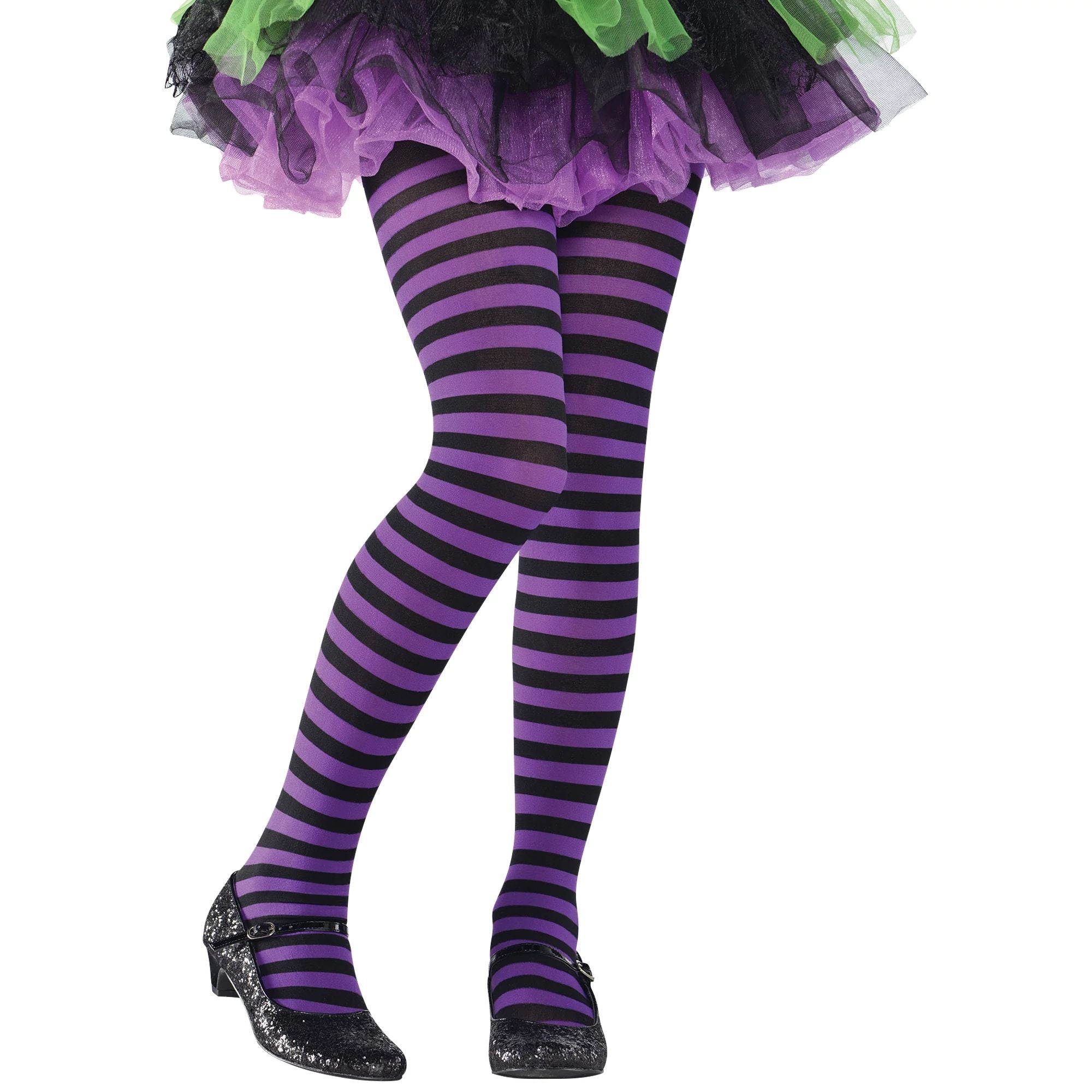 Amscan COSTUMES: ACCESSORIES Purple/Black Striped Tights - Child S/M