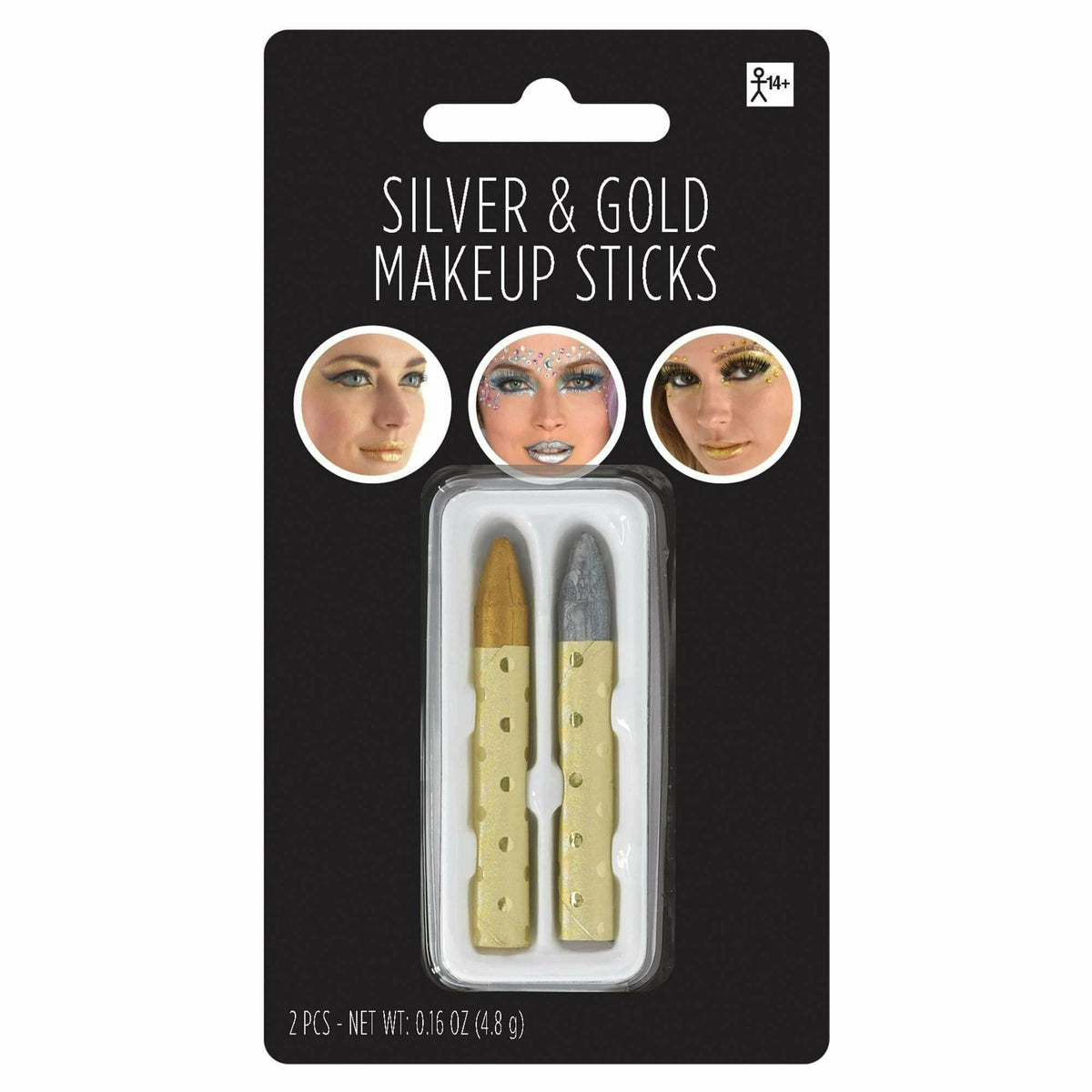 Amscan COSTUMES: MAKE-UP SILVER &amp; GOLD MAKEUP STICKS