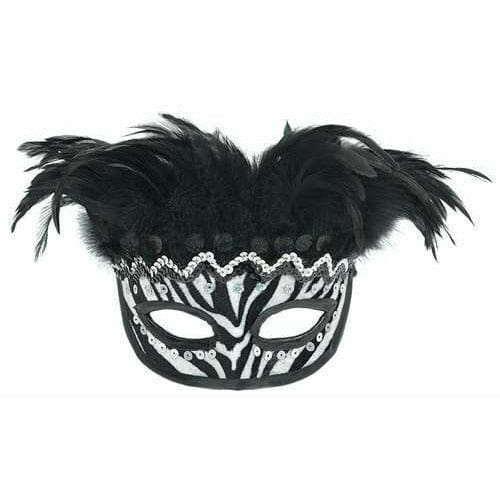 Amscan COSTUMES: MASKS ZEBRA STRIPE FEATHER MASK