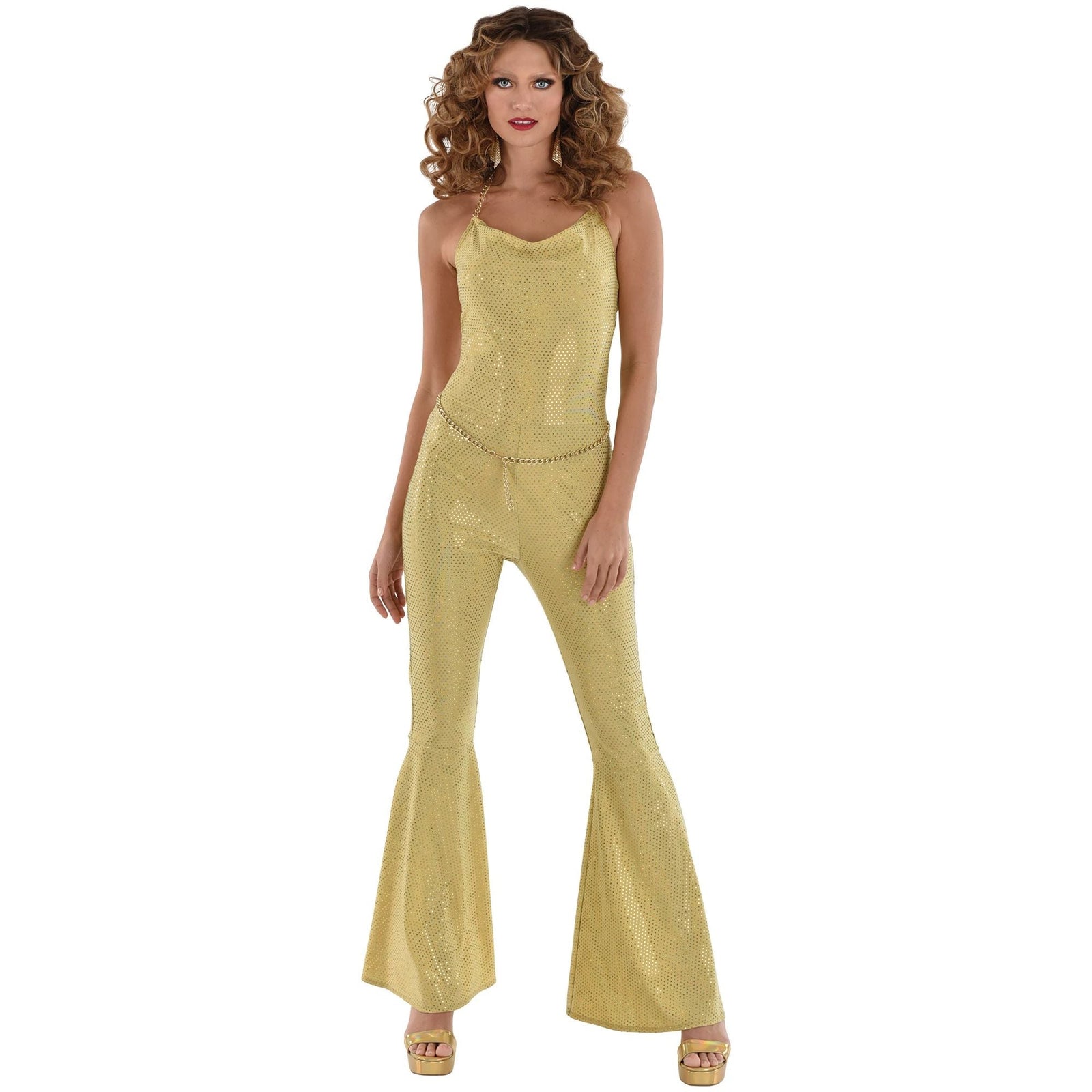 Amscan COSTUMES Small/Medium Gold Metallic Disco Jumpsuit