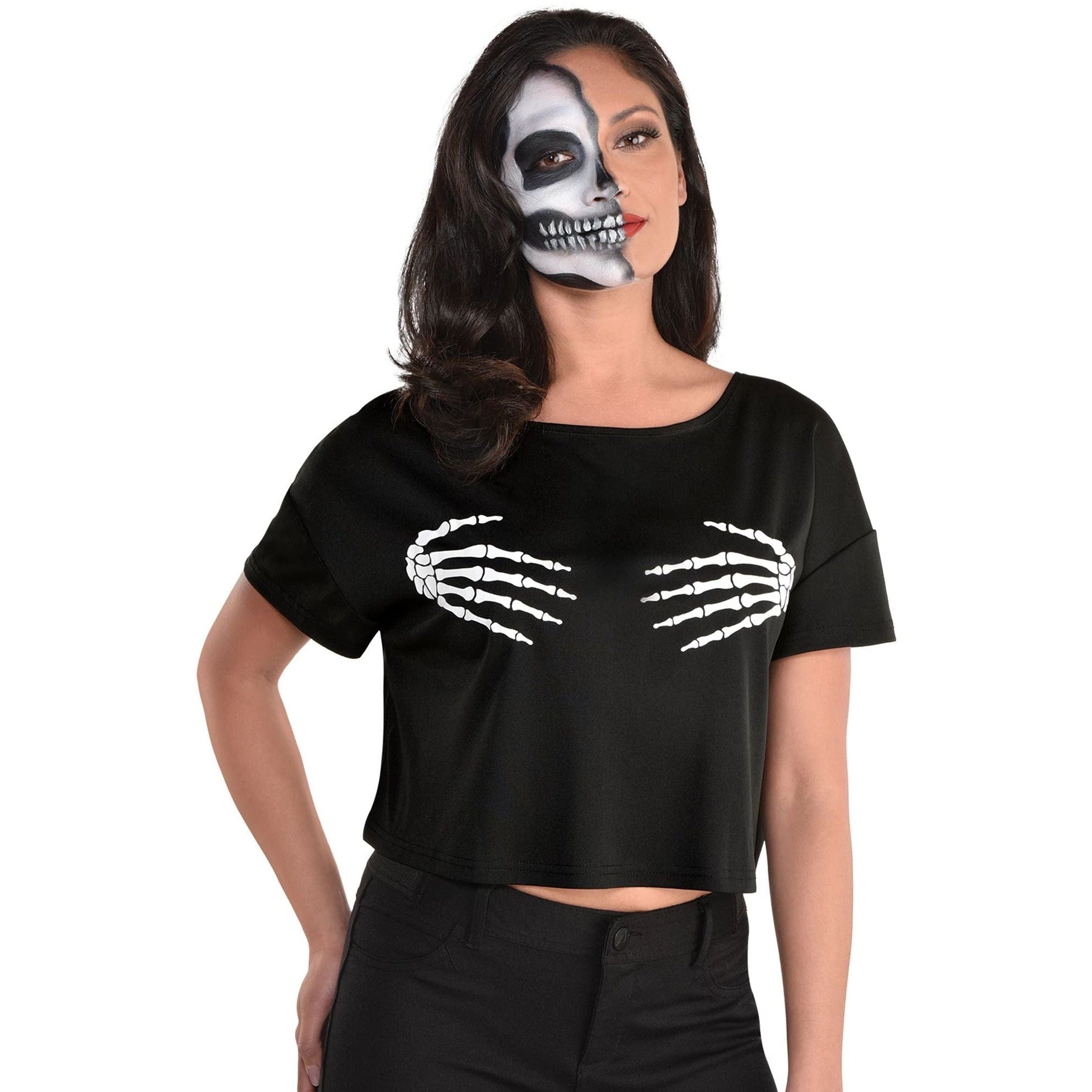 Amscan Cropped Top T-Shirt w/ Bone Hands